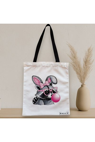 BEKZ Textile Bag With Zipper, Tote Bag, Pinkie Model 38 X 34.5 Cm, ​​White, ®