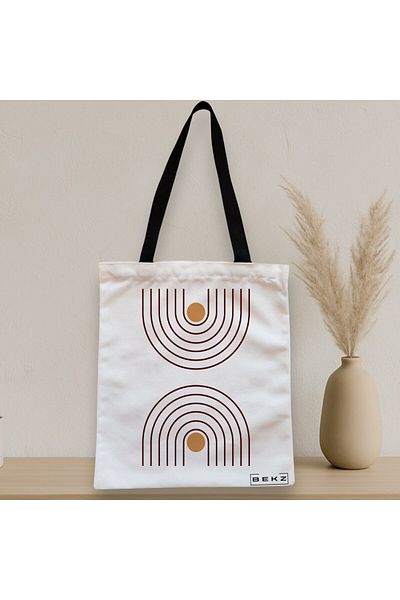 BEKZ Textile Bag With Zipper, Tote Bag, Sunshine Arches Model, 38x34.5 Cm, ​​White, ®