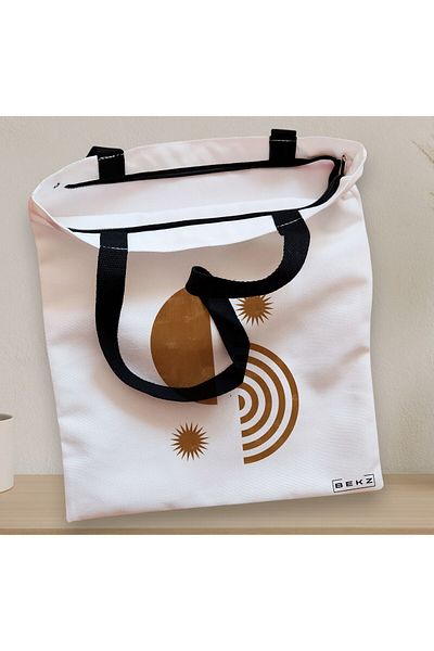 BEKZ Textile Bag With Zipper, Tote Bag, Solar Energy Model, 38x34.5 Cm, ​​White, ®