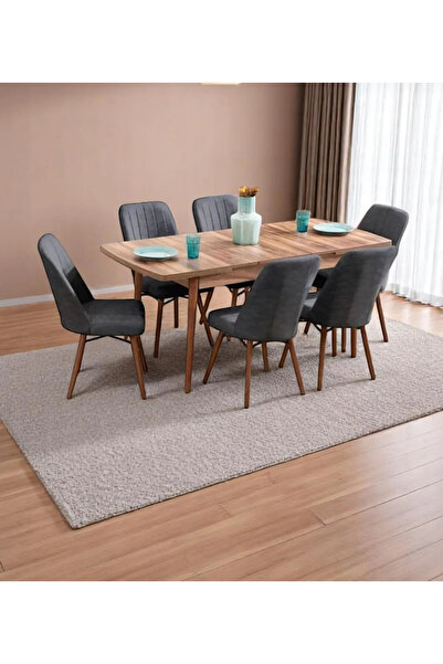 UZMHOME 6 Kişilik Açılır Masa Sandalye Takımı Mutfak Masası Takımı Salon Masa...