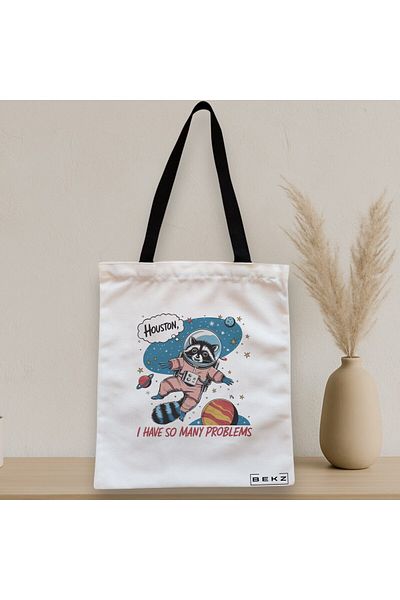 BEKZ Textile Bag With Zipper, Tote Bag, Huston Model I Have So Many Problems 38 X 34.5 Cm, ​​White,