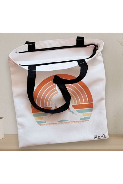 BEKZ Sacosa Textila Cu Fermoar, Geanta Tote Yoga 16, 38x34.5 Cm, Alba, ®