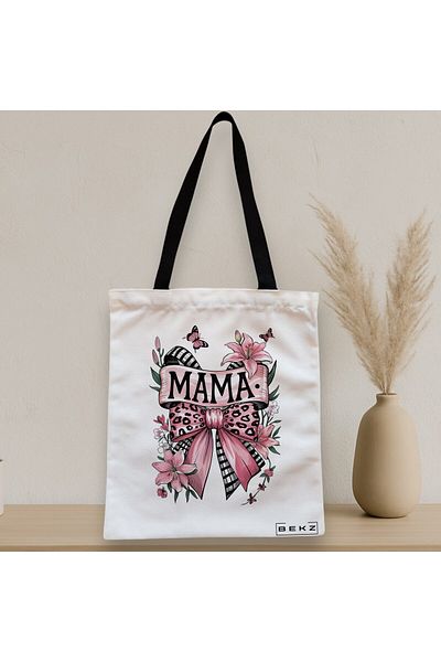 BEKZ Textile Bag With Zipper, Tote Bag, Mama Pinky Model 38 X 34.5 Cm, ​​White, ®