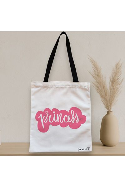 BEKZ Sacosa Textila Cu Fermoar, Geanta Tote, Model Princess, 38x34.5 Cm, Alba, ®
