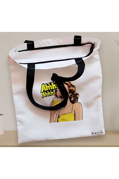 BEKZ Textile Bag With Zipper, Tote Bag, Model Sip And Style 3 38 X 34.5 Cm, ​​White, ®