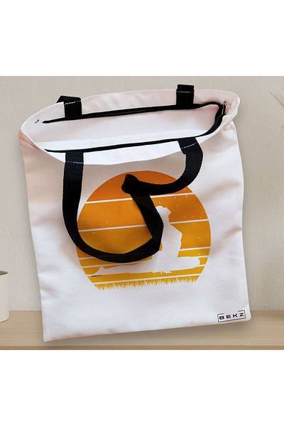 BEKZ Sacosa Textila Cu Fermoar, Geanta Tote Yoga 12, 38x34.5 Cm, Alba, ®