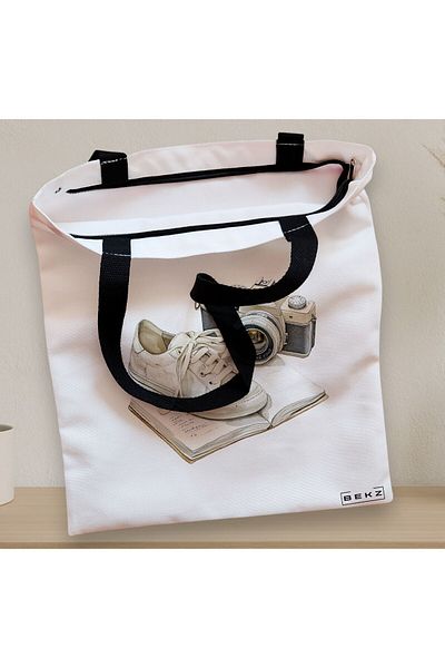 BEKZ Textile Bag With Zipper, Tote Bag, Model Books 12 38 X 34.5 Cm, ​​White, ®