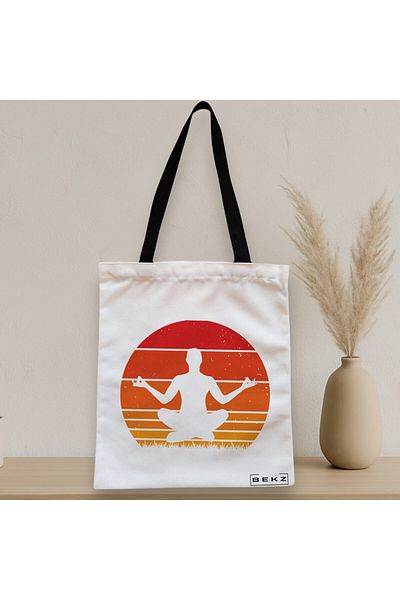 BEKZ Textile Bag With Zipper, Yoga Tote Bag 11, 38x34.5 Cm, ​​White, ®