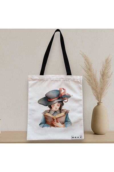 BEKZ Sacosa Textila Cu Fermoar, Geanta Tote, Model The Bookie Girl 39 38 X 34.5 Cm, Alb, ®