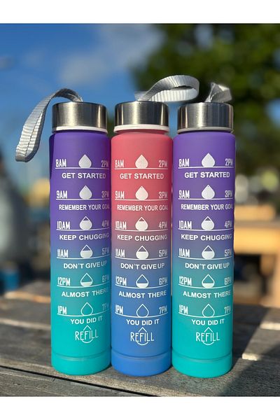 OSMEY 3 Pieces 500 ml Motivational Water Bottle 500 ml Tritan Motivational Sports Bottle