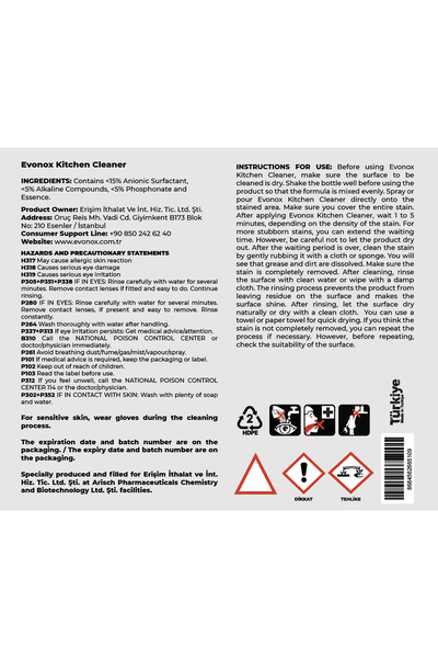 Evonox Kitchen Ultra Strong Detergent 750 ml – Grease Cleaning - Vegan