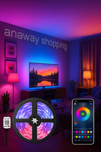 anaway shopping Rgb Tv Arkası  Bluetooth Usb 3 metre Şerit Led Aydınlatma 16 Renk