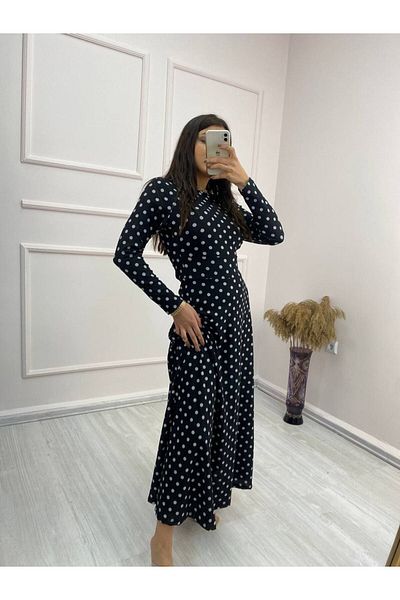 Viyamo Rochie Crep Buline 132 Cm - mânecă lungă, Lungime intreaga
