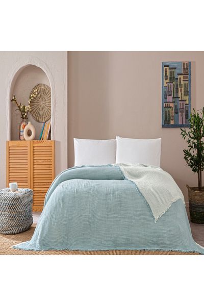 Linens Blue Duplo Family Piquet Coraux Cotton Muslin Double