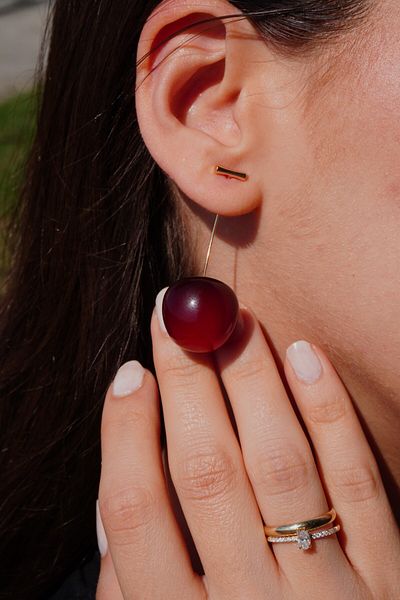 Rumon Gold Detailed Cherry Earrings