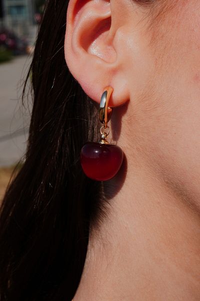 Rumon Gold Detailed Cherry Earrings