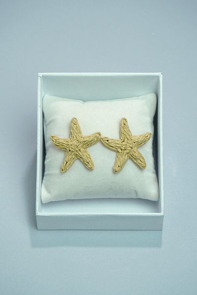Rumon Straw Knitted Star Earrings