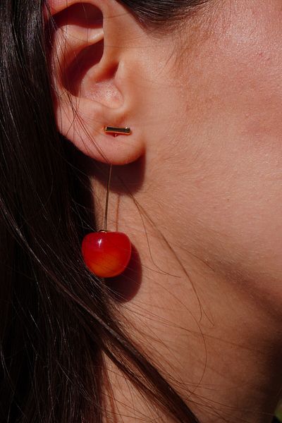 Rumon Gold Detailed Cherry Earrings