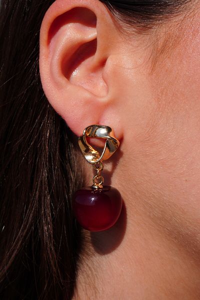 Rumon Gold Detailed Cherry Earrings