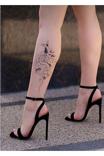 Be Best Unisex Yılan Ve Kılıç Desen Çiçekli Geçici Dövme Cd347