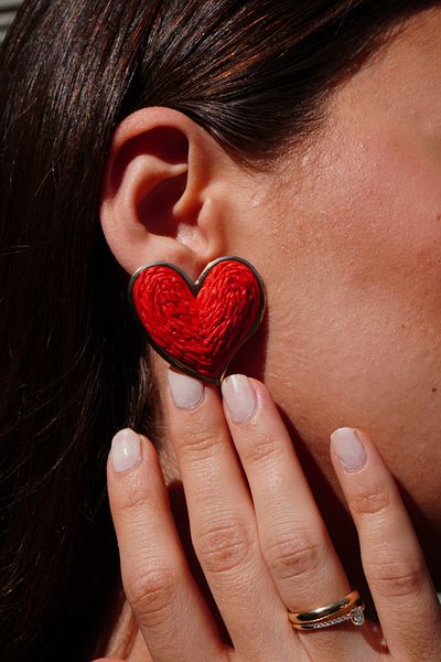 Rumon Wicker Knit Heart Earrings