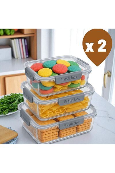 Herza House Set of 6 Fres Box Storage Containers - with Silicone Gasket