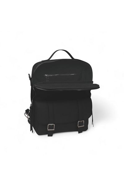 PAFTALI DERİ Padded Leather Backpack – Medium Size, Laptop Compatible, Covered Buckle Pocket, 38X26X6 cm