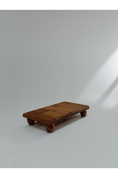 MERALP Top Ayaklı 17x30 Cm Ahşap Dikdörtgen Pasta Sunum Servis Tabağı