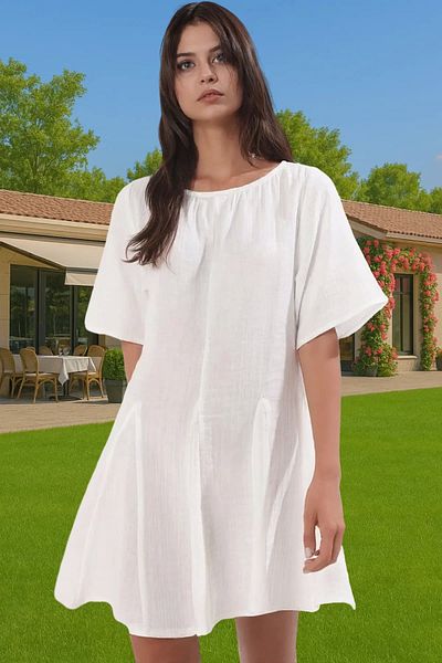 PayBuy Summer Women's Muslin Mini Dress Cotton Beach Dress Casual Special Design Quality Craftsmanship