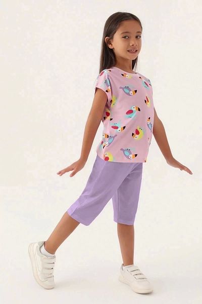 Rolypoly Girl's Purple Capri Set
