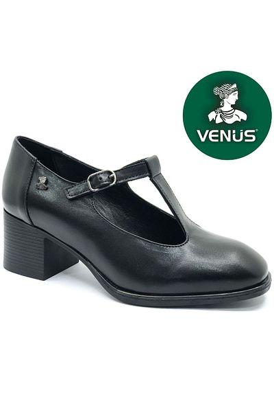 venüs ayakkabı Venus 2512705Y Vintage Heeled Mary Jane Model Women's Leather Shoes Black m