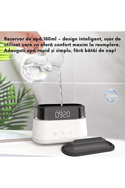 WELSMAR Difuzor Premium De Arome Cu Efect De Flacara Si Abur Aromatic, Ceas Modern Cu Functie De Alarma