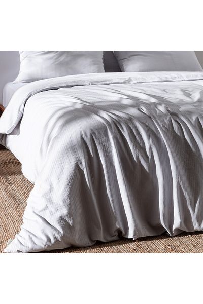 Madame Coco Rosalie King Size Bettbezug-Set, 100 % Baumwolle, Dobby-Muster, Hellgrau