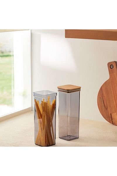 Madame Coco Kaviera 2-teiliger Vorratsbehälter mit Holzdeckel - 2100 ml