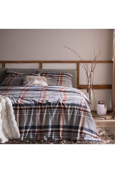 Madame Coco Boussy Bettbezug-Set, 100 % Baumwolle, Flanell, Kingsize, Marineblau