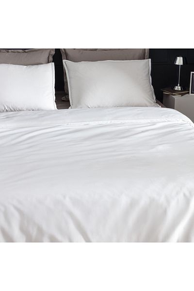 Madame Coco Laila Bettwäsche-Set, Kingsize, 100 % Baumwolle, bestickter Satin, Weiß