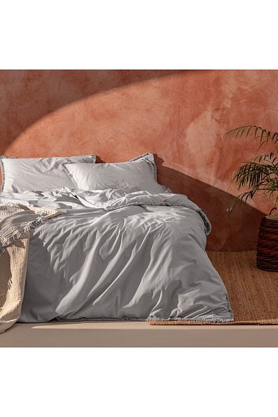 Madame Coco Sona Bettbezug-Set mit Quasten, Kingsize, Grau