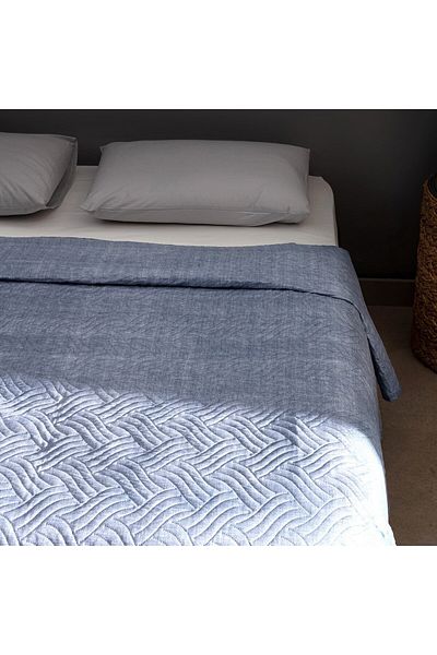 Madame Coco Delrico Bedruckte Tagesdecke, Kingsize, Blau