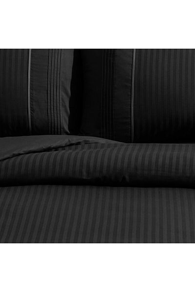 Madame Coco Mousse-Einzelbettbezug-Set mit Rippenmuster - Schwarz