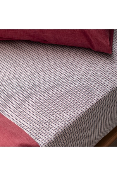 Madame Coco Juin Bedrucktes Bettbezug-Set aus Baumwolle für Einzelbett, Weinrot