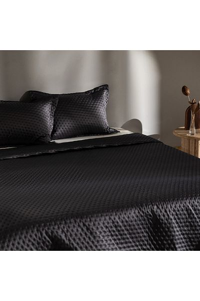 Madame Coco Arles Doppel-Satin-Tagesdecke - Anthrazit