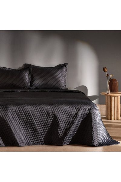 Madame Coco Arles Doppel-Satin-Tagesdecke - Anthrazit