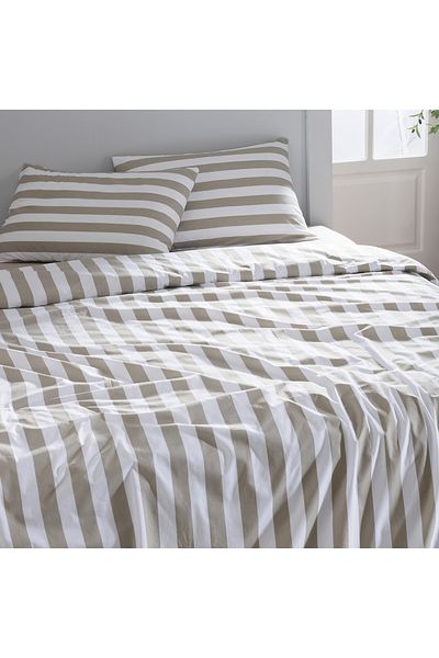 Madame Coco Avignon King Size Bettbezug-Set, 100 % Baumwolle, Ranforce, Bedruckt, Khaki