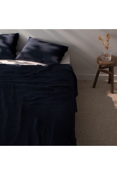 Madame Coco Beatrice Tagesdecke für Doppelbett, 100 % Baumwolle, Marineblau