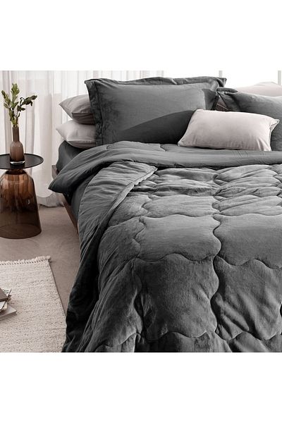 Madame Coco Kaira Doppelbett-Bettdeckenset - Anthrazit