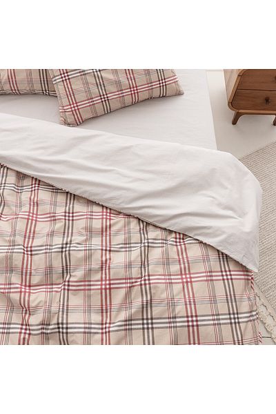 Madame Coco Garen Ranforce Bedrucktes Bettbezug-Set, Kingsize, 100 % Baumwolle, Beige