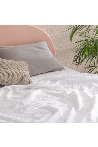 Madame Coco Lucille Tagesdecke, Kingsize, 100 % Baumwolle, Weiß