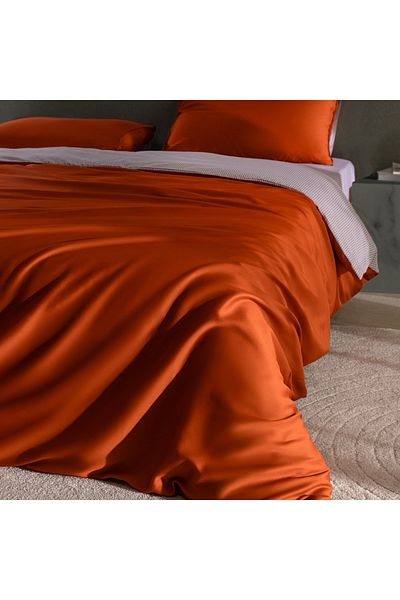 Madame Coco Delit Bettwäsche-Set, 100 % Baumwolle, bedruckt, Satin, für Einzelbett, Orange