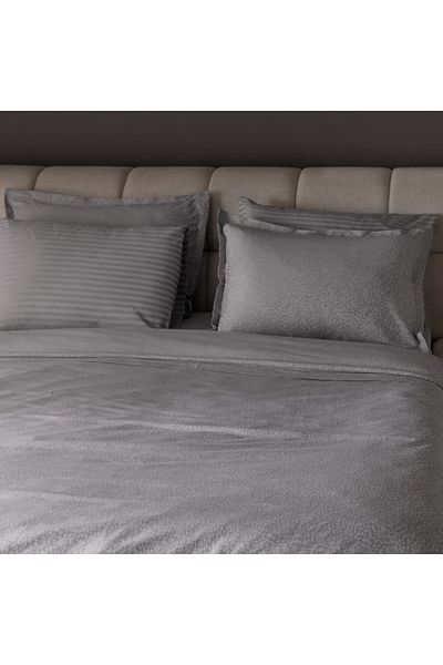 Madame Coco Andre King Size Bettbezug-Set aus Baumwoll-Jacquard-Satin, Hellgrau