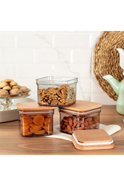 Madame Coco Kaviera 500ml Vorratsbehälter mit Holzdeckel 3er Set